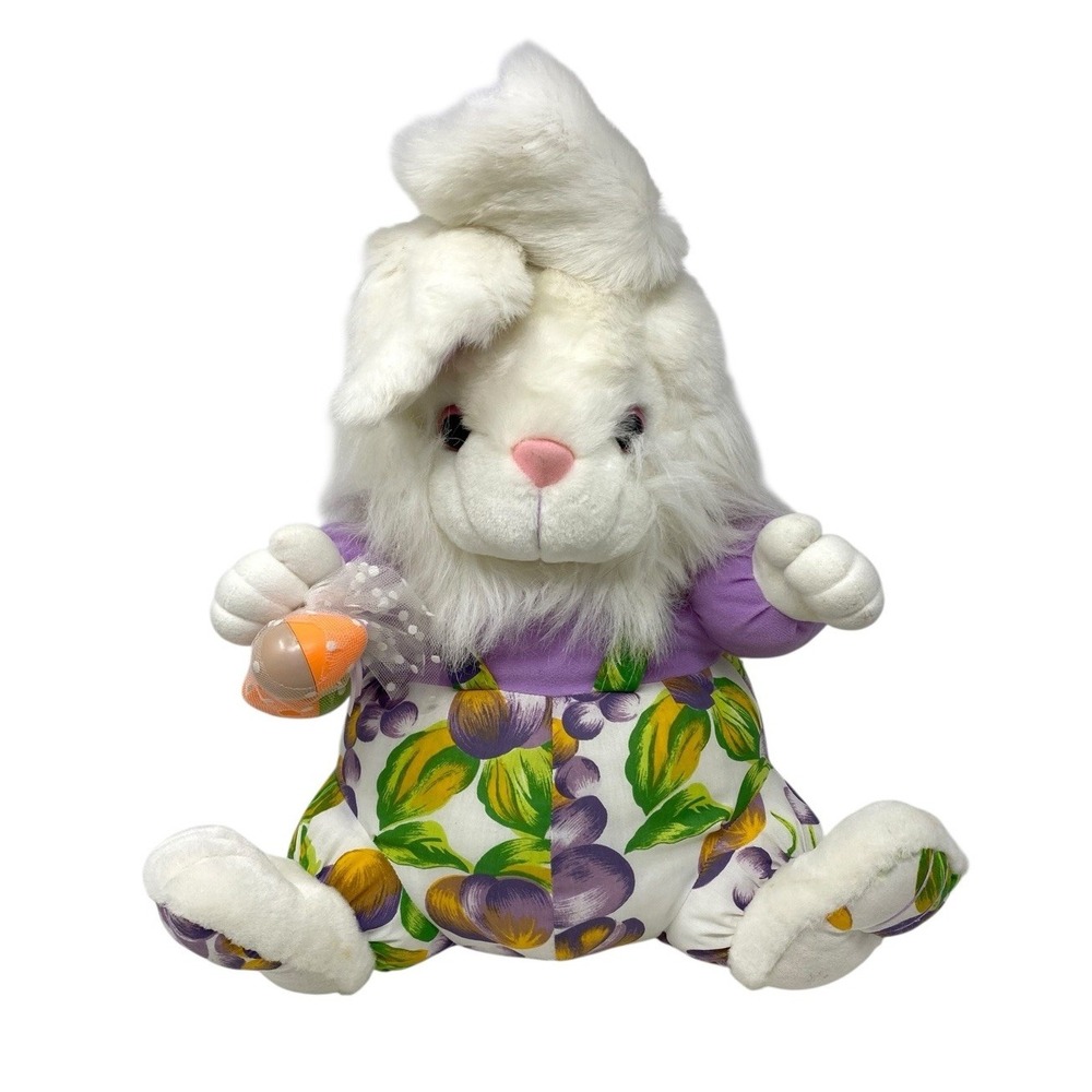 Kids Of America Bunny Rabbit Plush Purple Floral Stuffed Animal Easter Eggs 15"